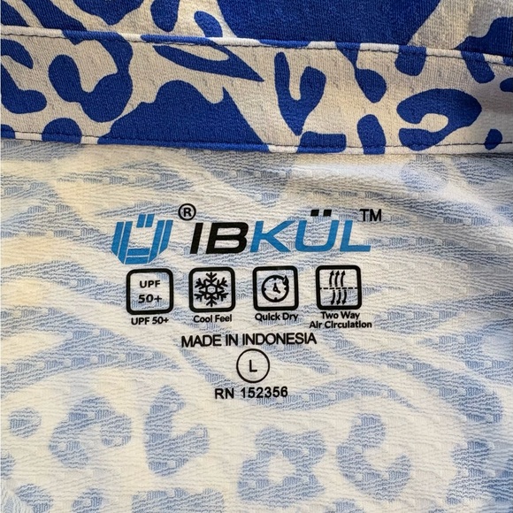 IBKUL Bianca Royal Blue Print Long Sleeve Quarter Zip  Golf Shirt Sz Large🧡 - Picture 8 of 11